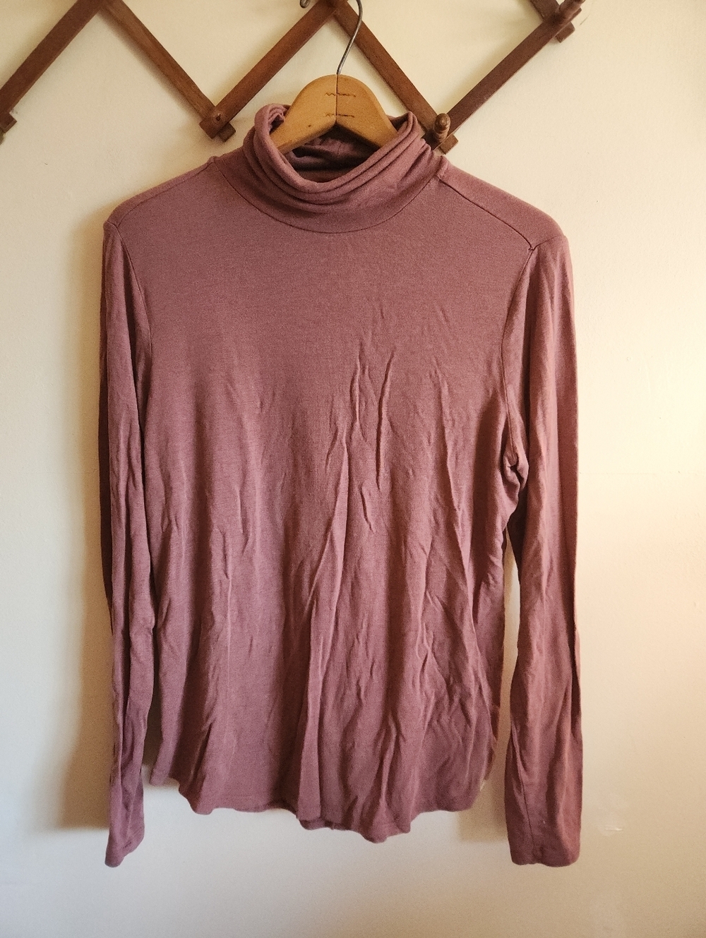 Prana Mauve Turtleneck Long Sleeve Top Lightweight Stretchy Modal Medium